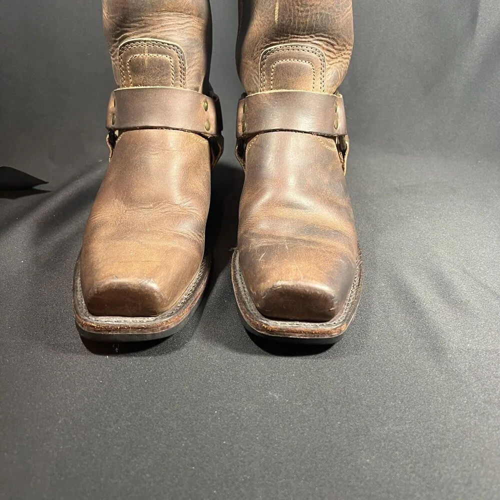 FRYE 12R Harness Boot Women Size 7.5 Brown Oiled Leather Western Cowgirl Pull-On - Image 4