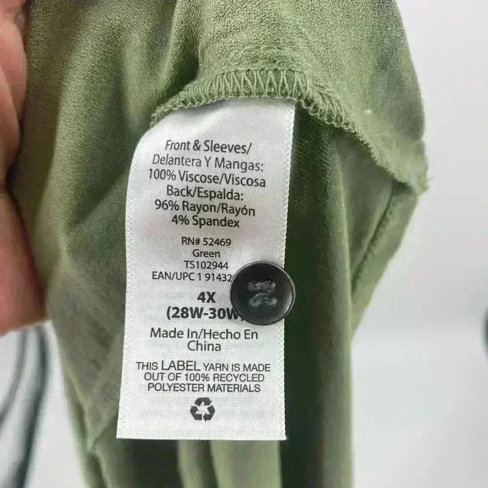 Terra & Sky Green Long‎ Sleeve Open Wrap Top 4X - Image 10