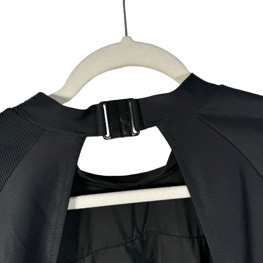 J Crew Active Ribbed Long Sleeve One Piece Rash Guard Swimsuit Black Womens 24 - Image 5