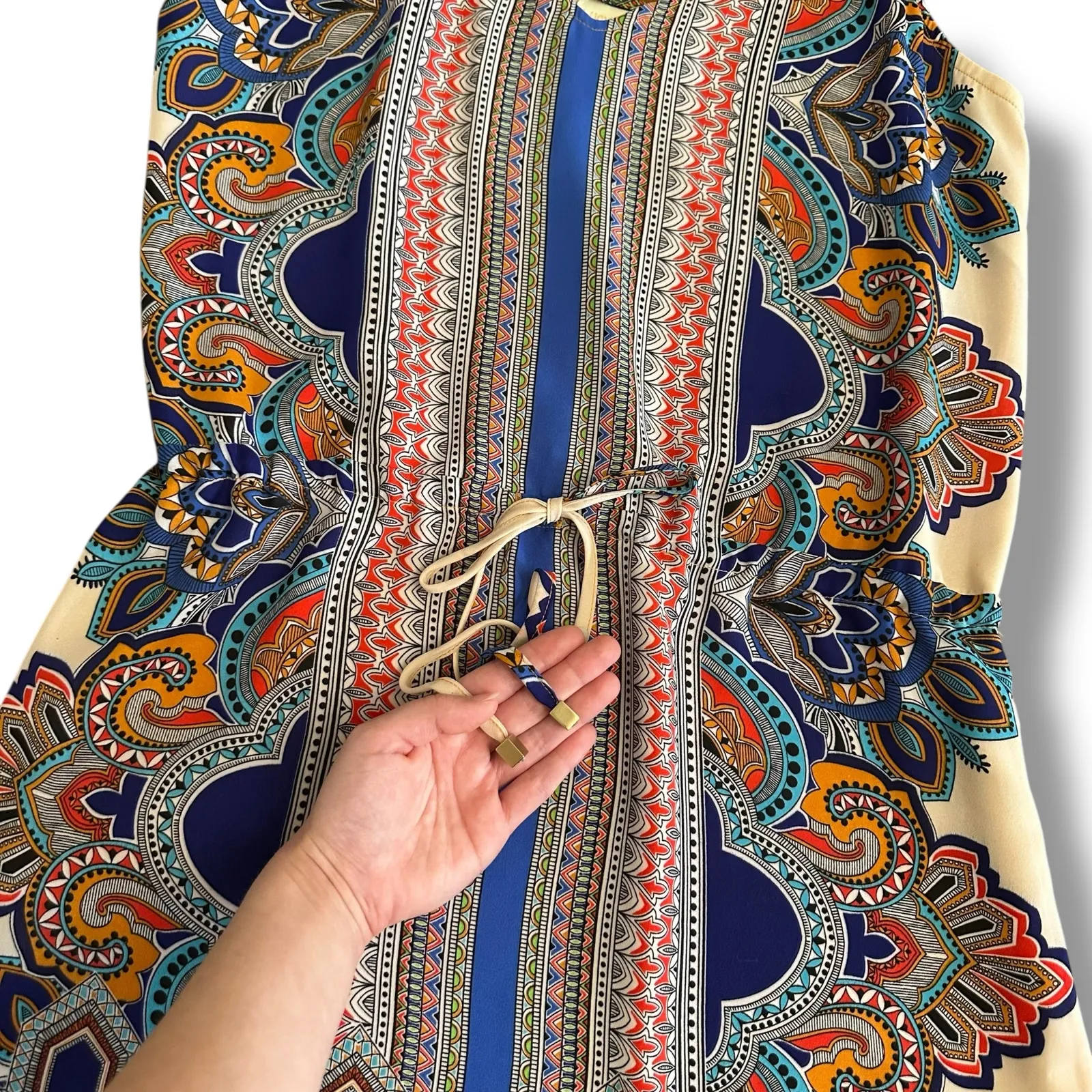 Lucy &‎ Laurel Women’s Size 8 Boho Tribal Print Mini Dress Adjustable Straps - Image 6