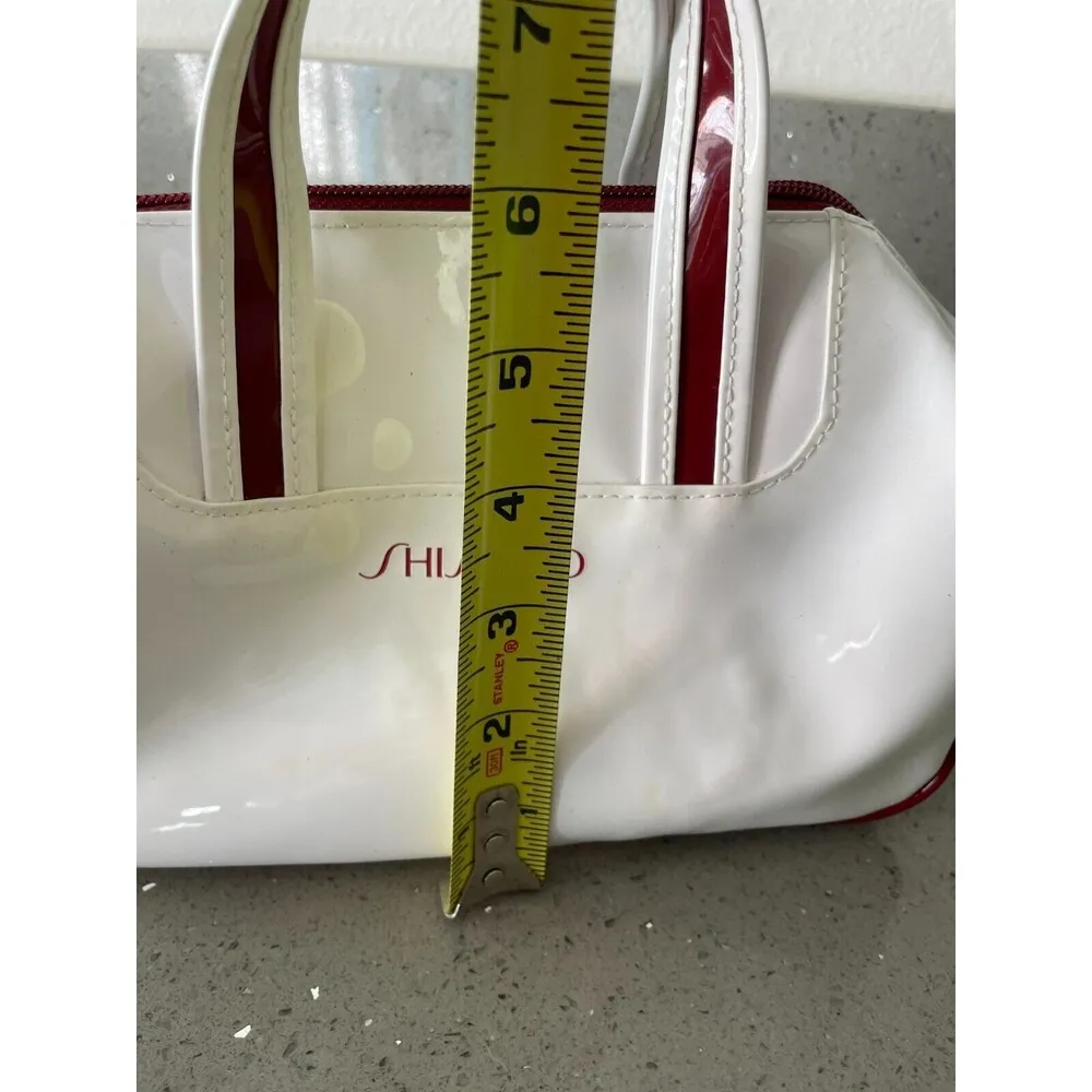 Shiseido white and red Cosmetic Pouch Bag Skincare READ Silver - Image 3