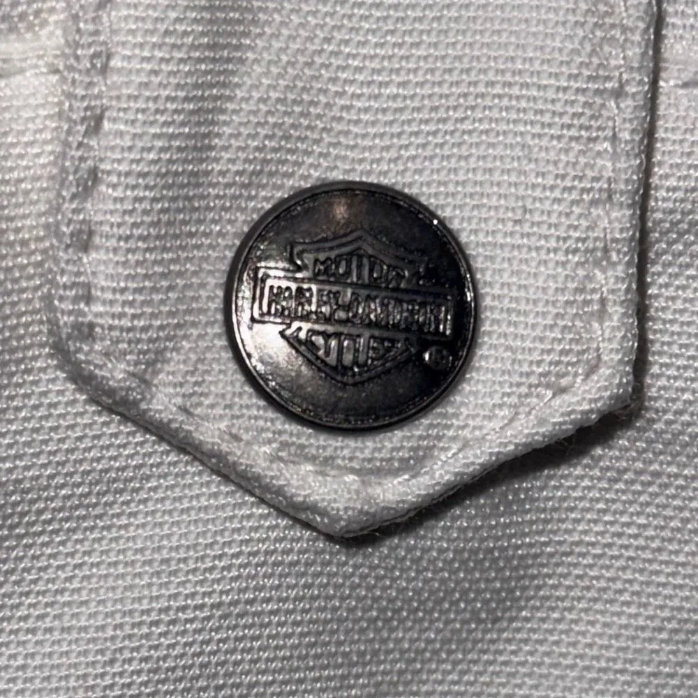 HARLEY DAVIDSON Motorcycle White Jacket Women's Size Large - Image 9