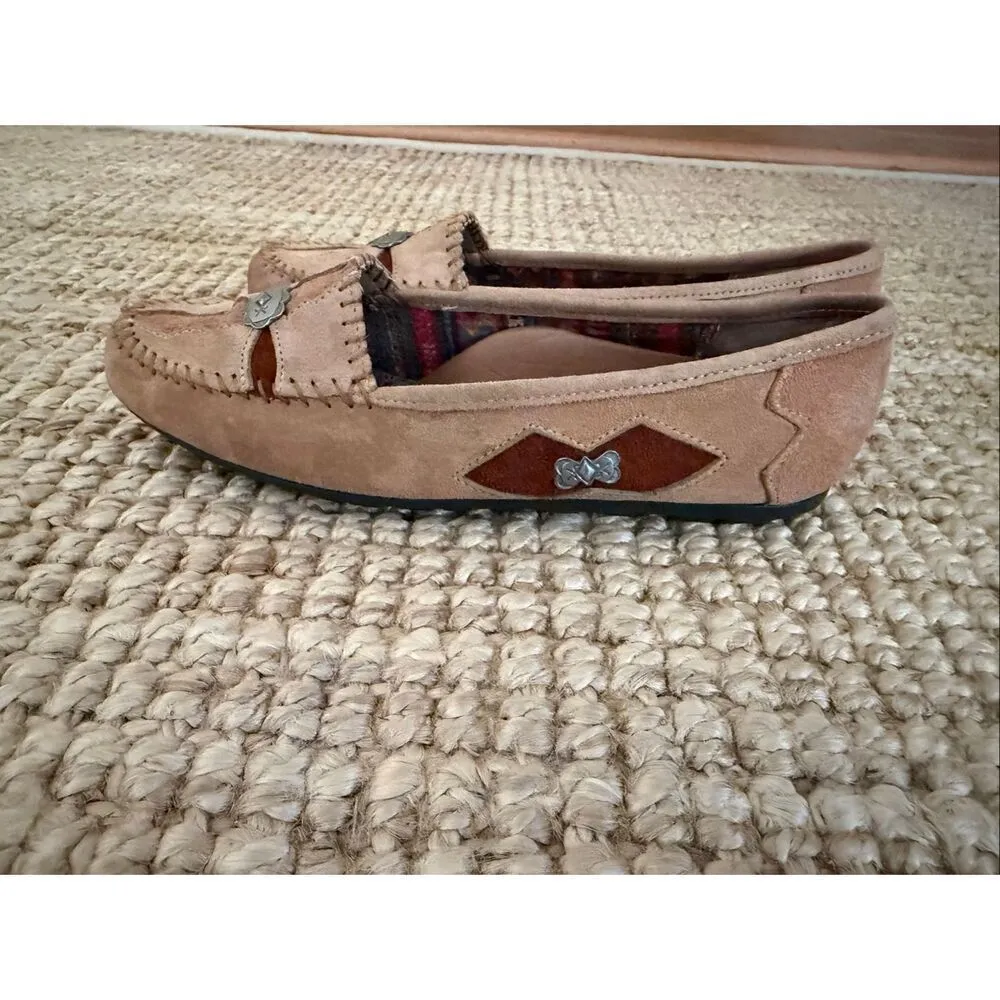 Hush Puppies Suede Moccasins Boho Driving Loafers Tan Brown Womens 8M - Image 2