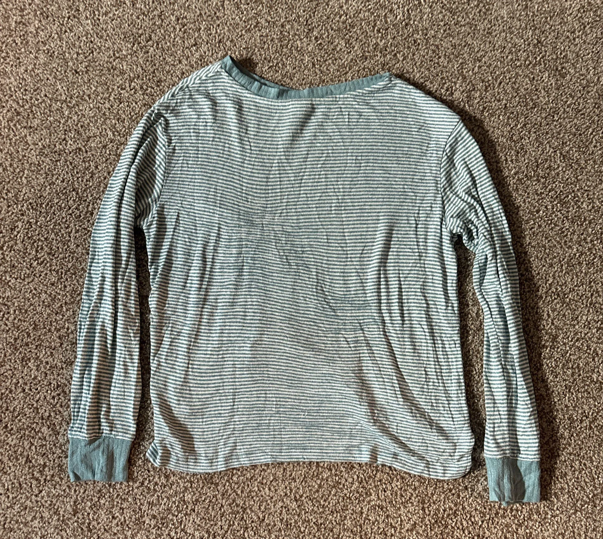 Teal and white striped long sleeve target pajama top  - Image 2