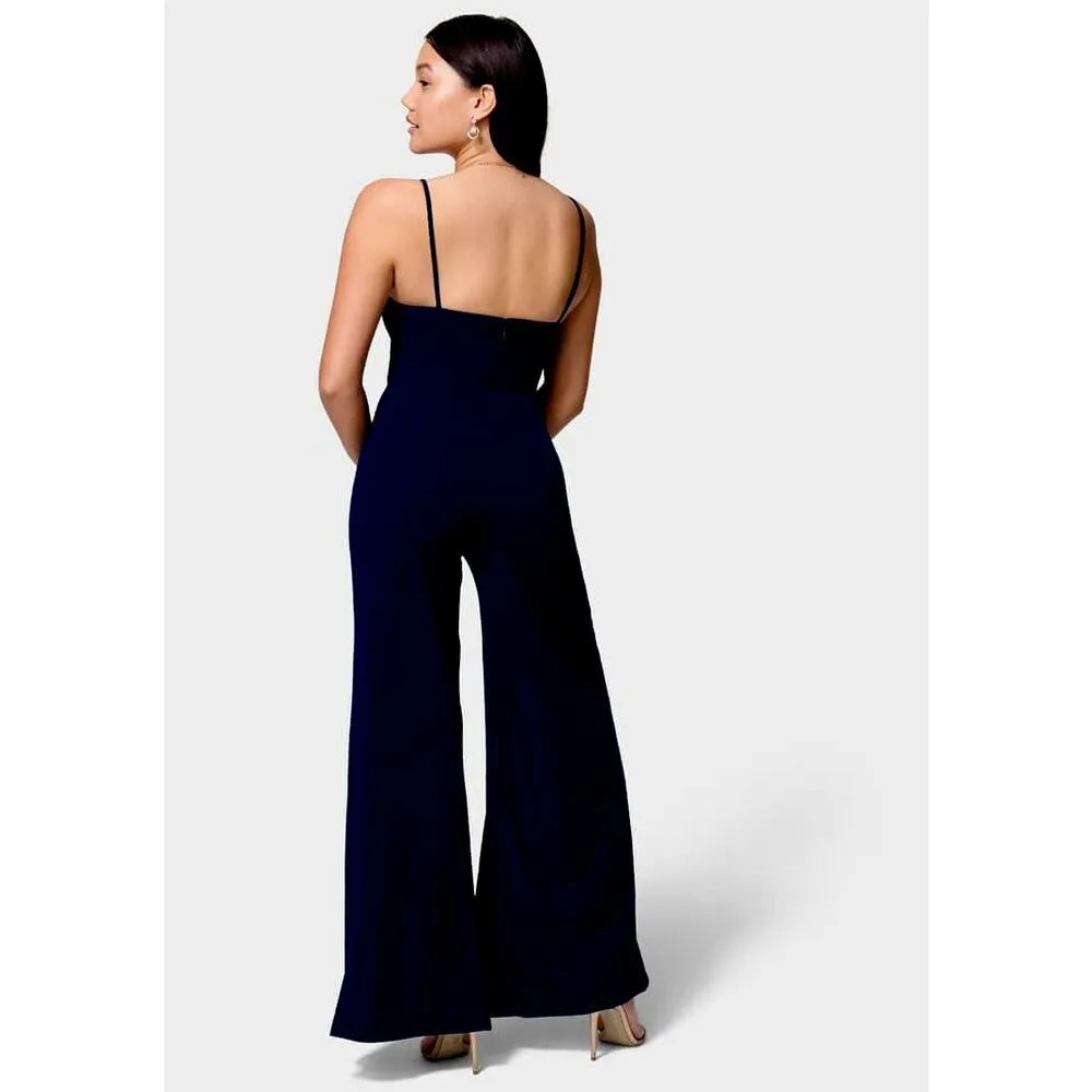 Bebe Black Bebe Open Leg Slits Scuba Jumpsuit Large NWT - Image 3