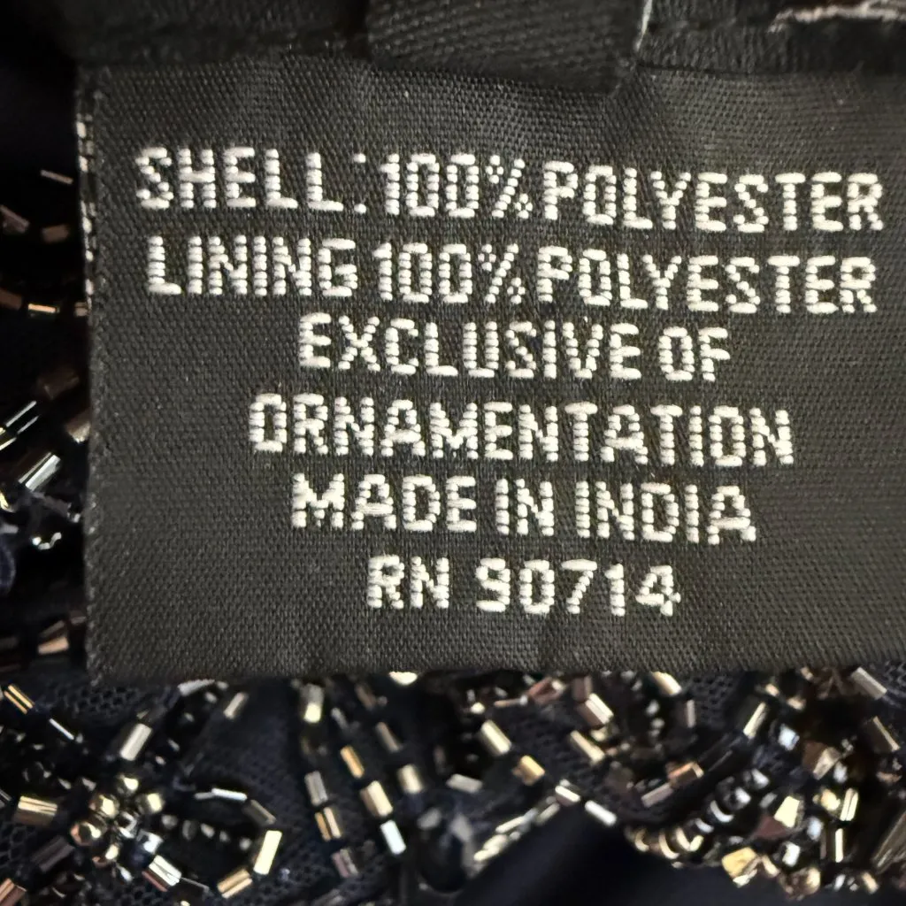 Pisarro Nights Beaded Bodice Chiffon Maxi Gown Womens 12 Blue Formal Wedding NWT - Image 16