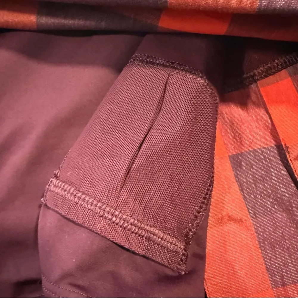 LULULEMON RUN PACE SKORT/SKIRT YAMA CHECK HEATHER FLAMING TOMATO BORDEAUX SZ 10 - Image 14