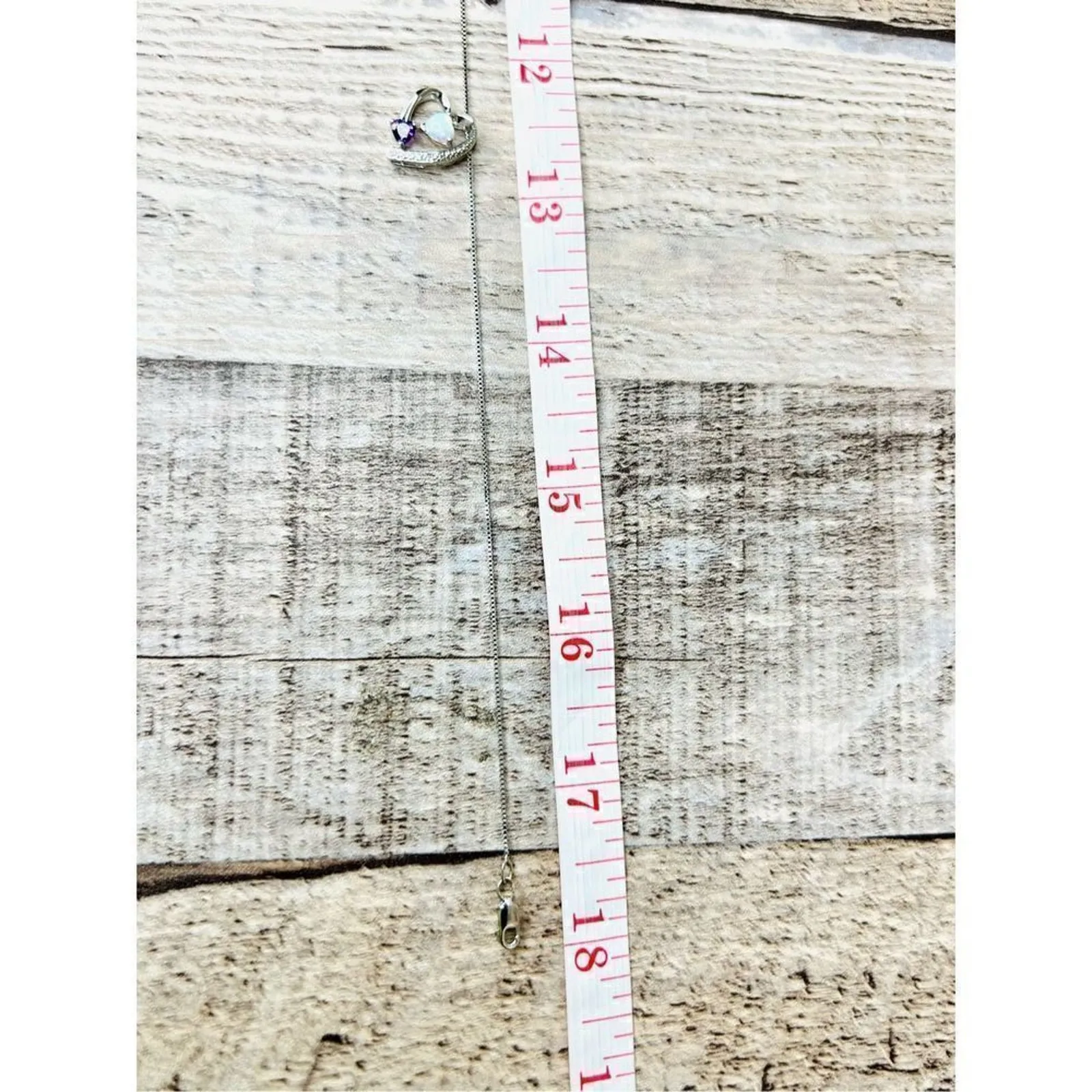 Felicia Design Sterling Silver 925 Opal Amethyst‎ Heart Pendant Necklace NWOT - Image 16