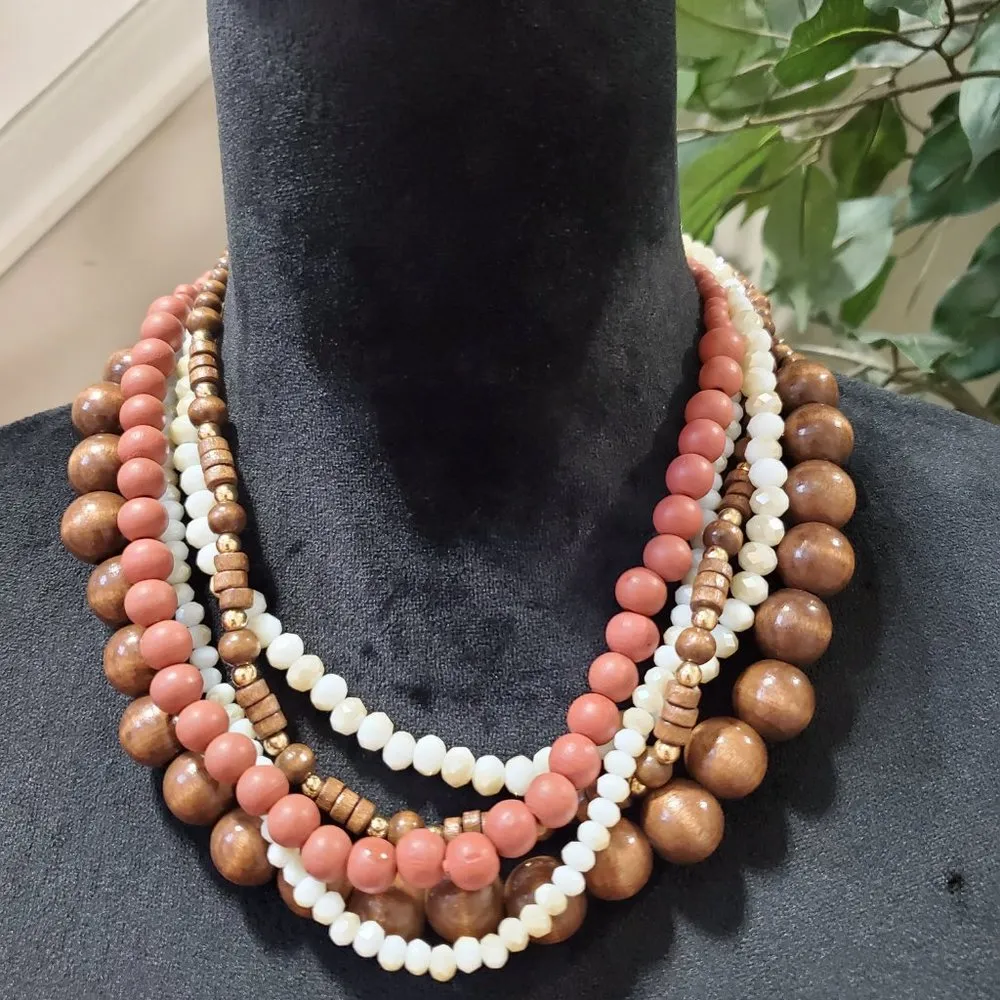 Womens Fashion Multicolor Multilayer Strand Beaded Collar Necklace Jewellery - Image 2