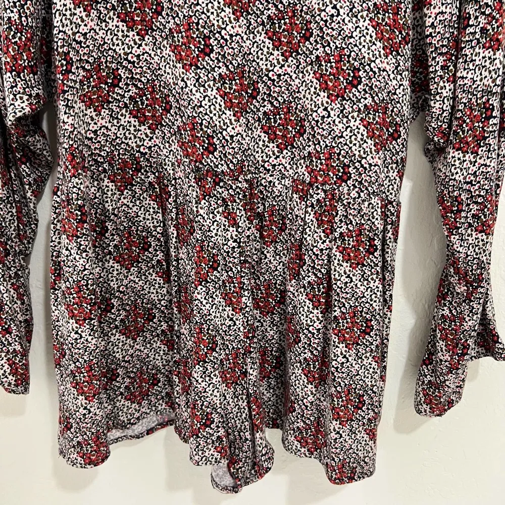 Zara Trafaluc Collection Red & Black Floral Long Sleeve Shorts Romper Size XS - Image 7