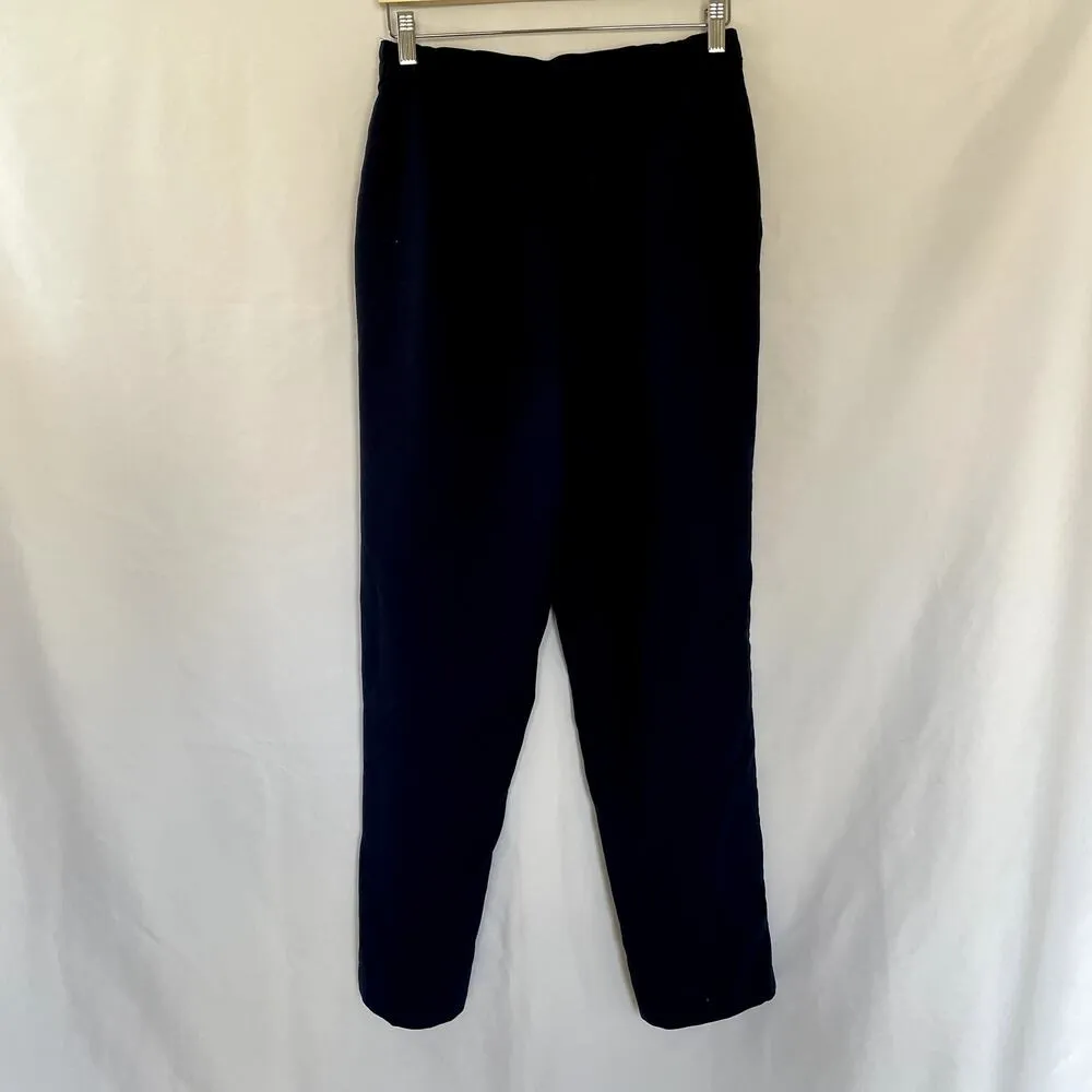 Wide leg navy blue trousers high waist pockets belt loops women's 28 inch waist - Image 4