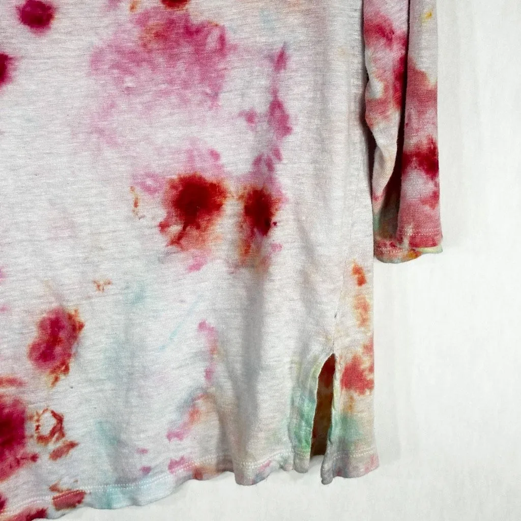 Artisan NY Small Top‎ Everlasting Rose Tie Dye Pink White Linen Handmade 1165 - Image 10