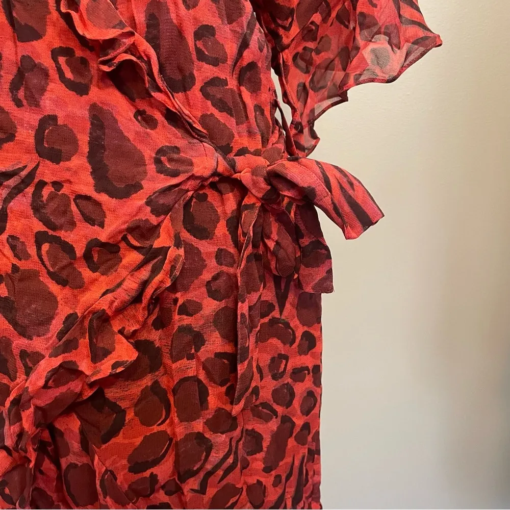 IRO Asymmetric Leopard Print Chiffon Mini Wrap Dress - Image 7