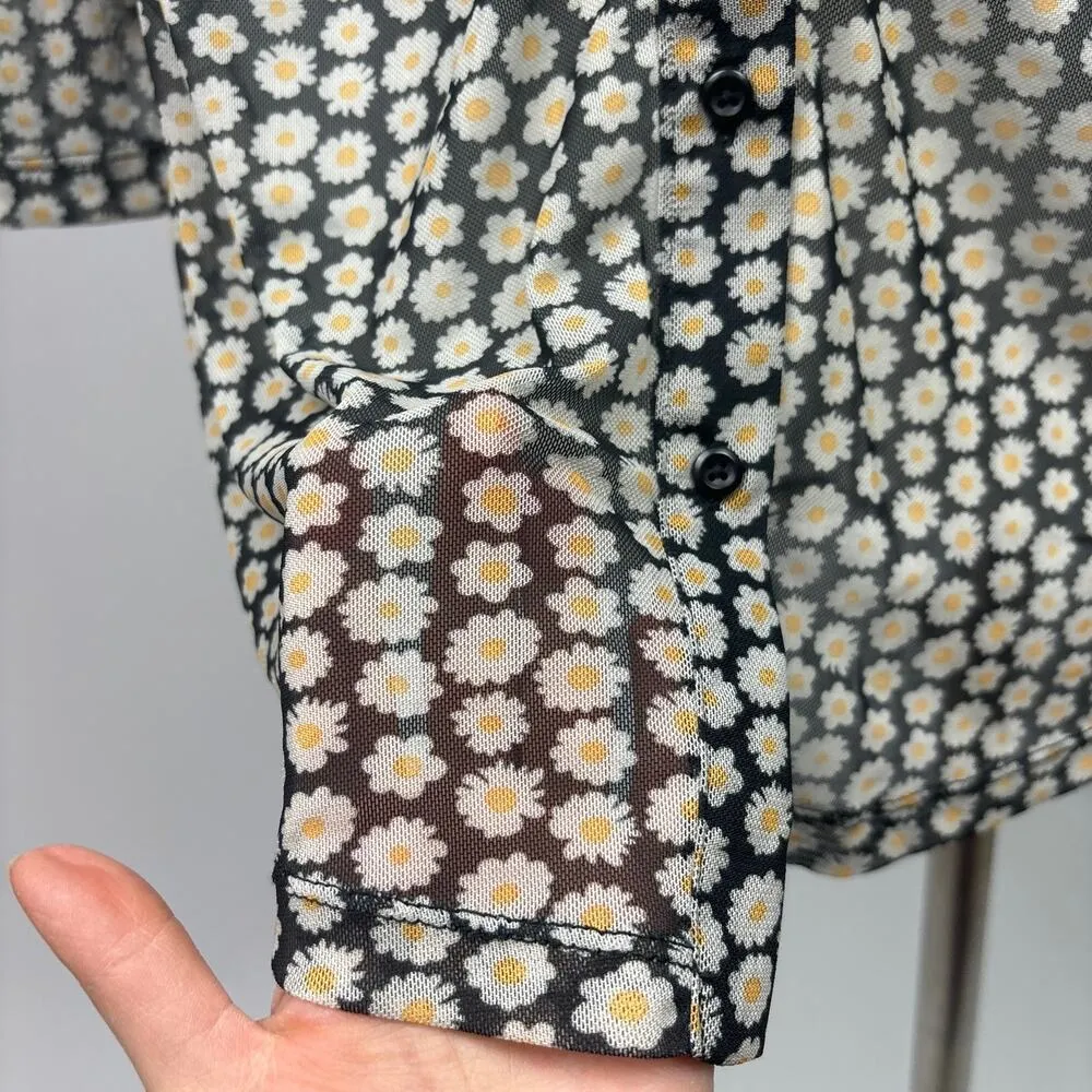 Wild Fable NWT Sheer Daisy Floral Ruched Bodycon Button Up Shirt Dress Size XS - Image 7