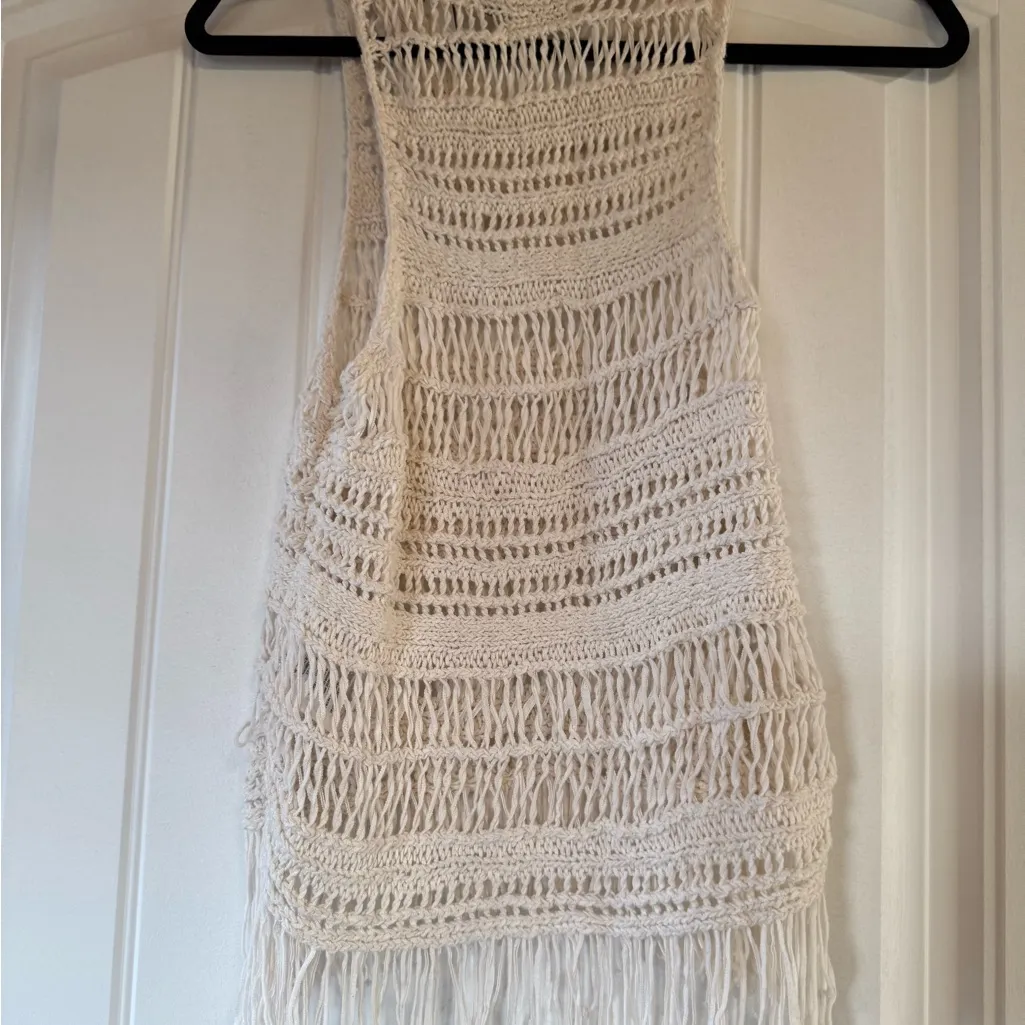 Cream Crochet Fringe‎ Tank Top - Image 3