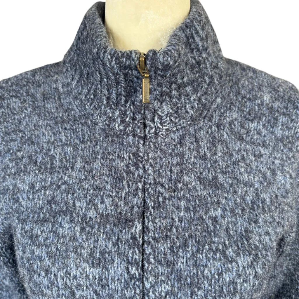 L.L. Bean blue lambswool long sleeve high collar zip up sweater jacket SP - Image 7