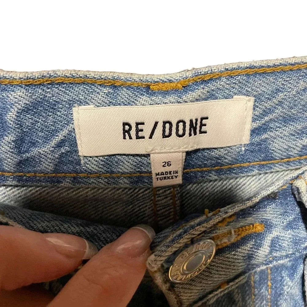 Re/Done '70s Ultra High Waist Stove Pipe Jeans‎ in Worn Blue Size 26 - Image 12