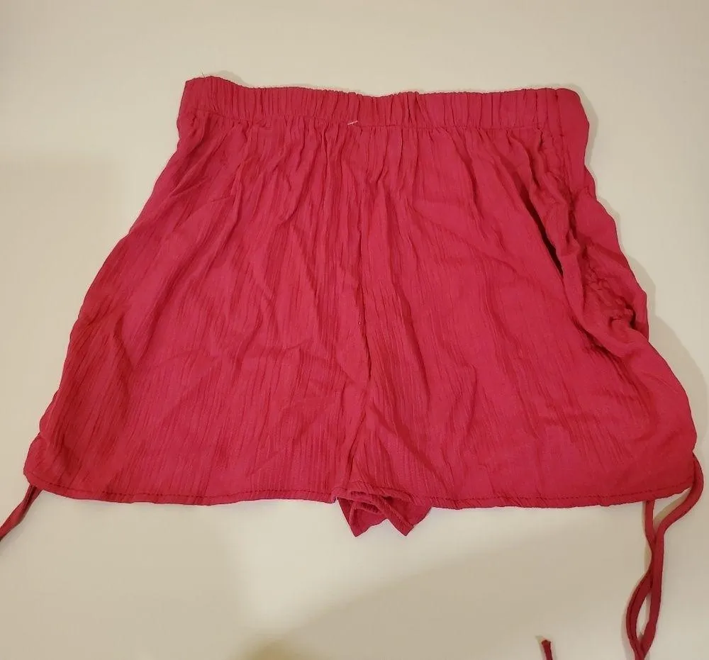 LA Gypsy Pink Rayon Shorts With Bungee Strings On Side Junior Large - Image 5