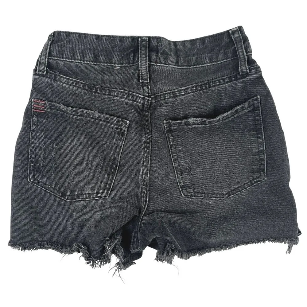 Urban Outfitters Surf Black Distressed High Waist Frayed Denim Jeans Shorts 24 - Image 2