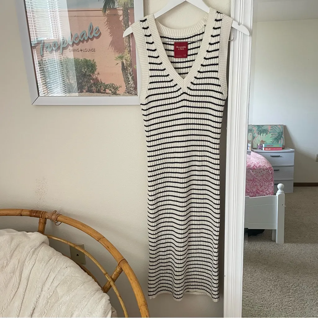 Abercrombie & Fitch Limited Edition Striped Sweater Vest Sleeveless Midi Dress - Image 3