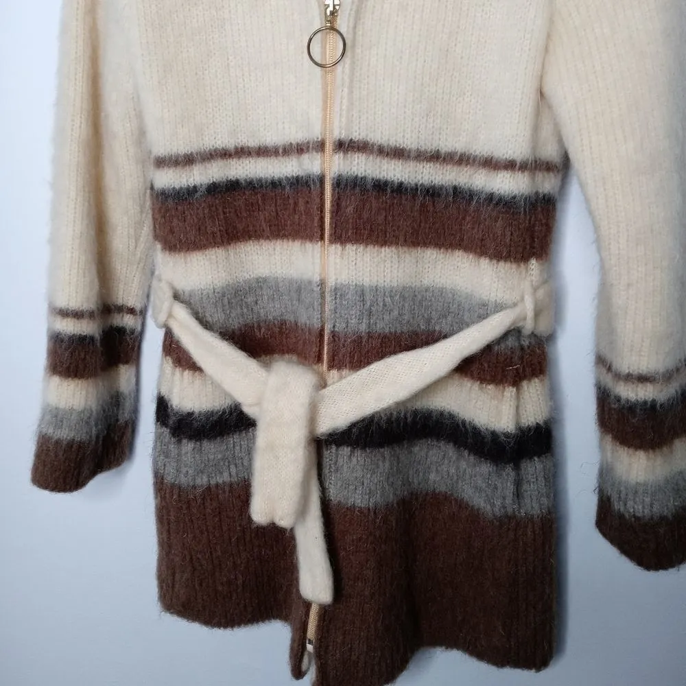 Vintage Icewool 100% Sheep Wool Knitted Coat size small Brown - Image 4