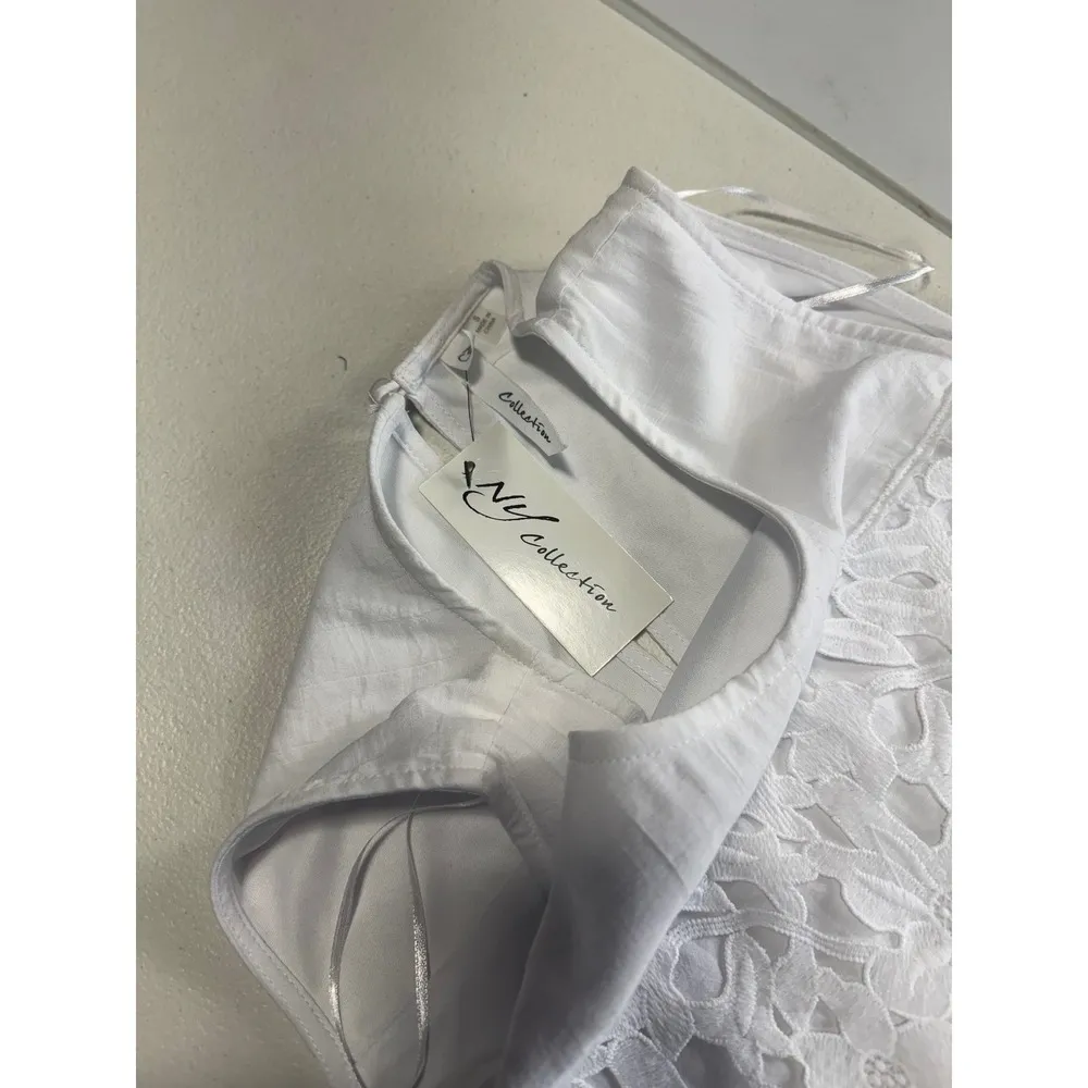 Ny collections white Sleeveless Dress with Floral Lace Detail Summer s - Image 12