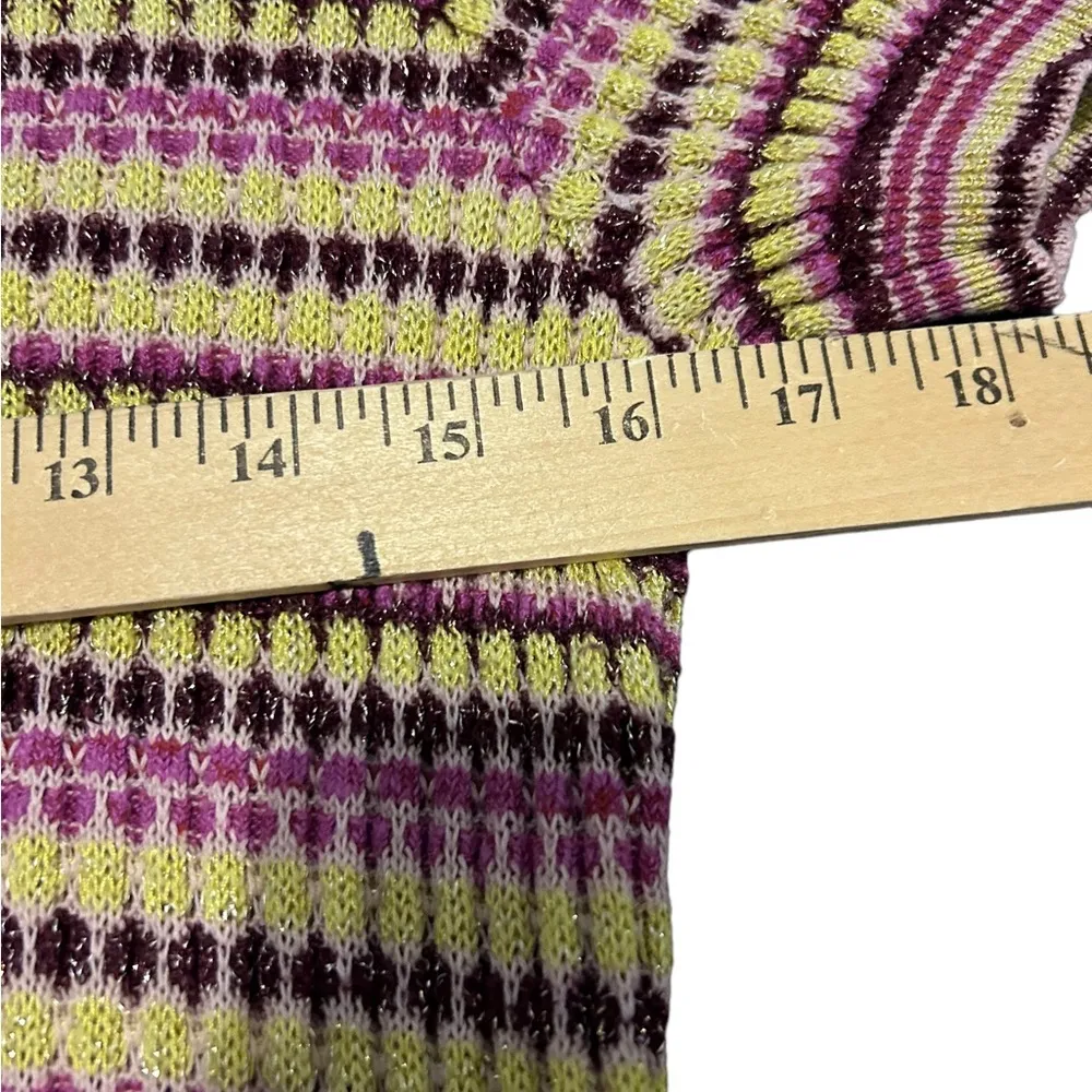 Free People Yellow Striped Metallic Knitted
Short Sleeve dress size large - Image 7