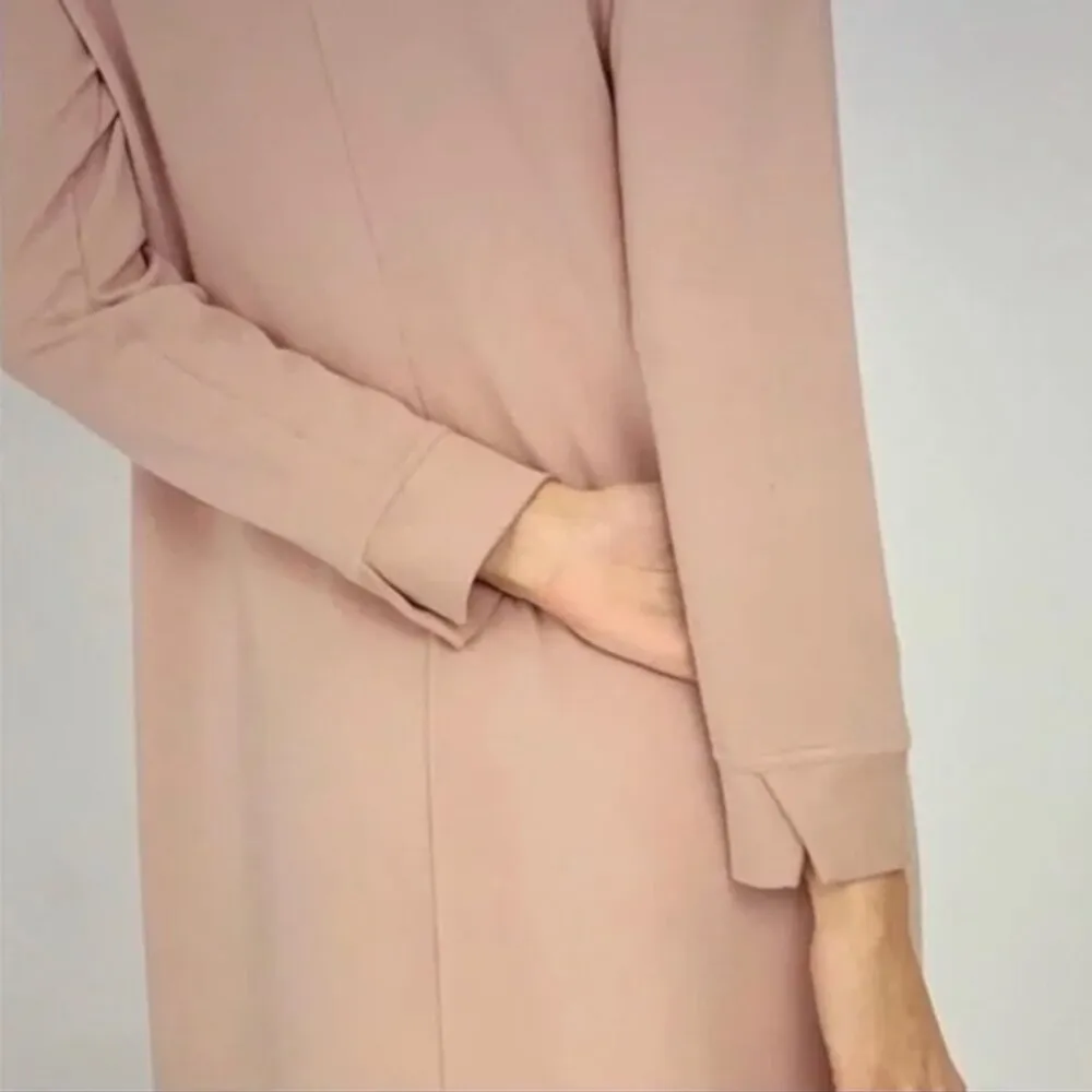 Cuyana Blush Pink French Terry Long Sleeve Midi Sweatshirt Dress Size Medium - Image 3