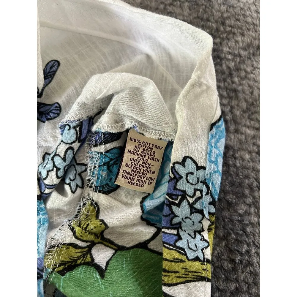 Free People Vintage Smocked Blue Floral Knee Length Dress Small Medium Cottage - Image 8