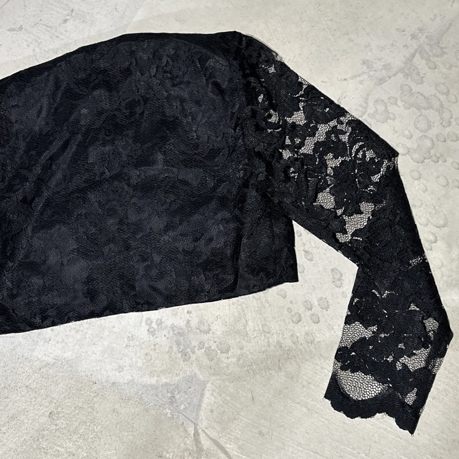 Size 4 HAMPTON NITES Black Lace Blouse VINTAGE Sexy Lingerie Top Blazer - Image 10