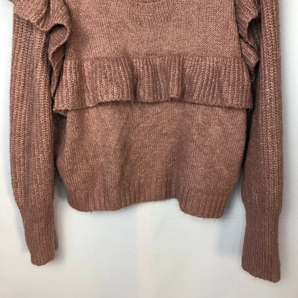 Wild Fable Mauve Pink Knit Ruffle Cropped Pullover Sweater XXL - Image 5