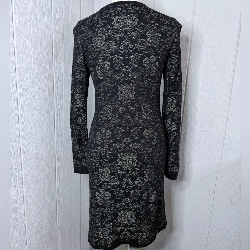 Michael Kors Black and Gray Patterned Long Sleeve Dress - Image 2