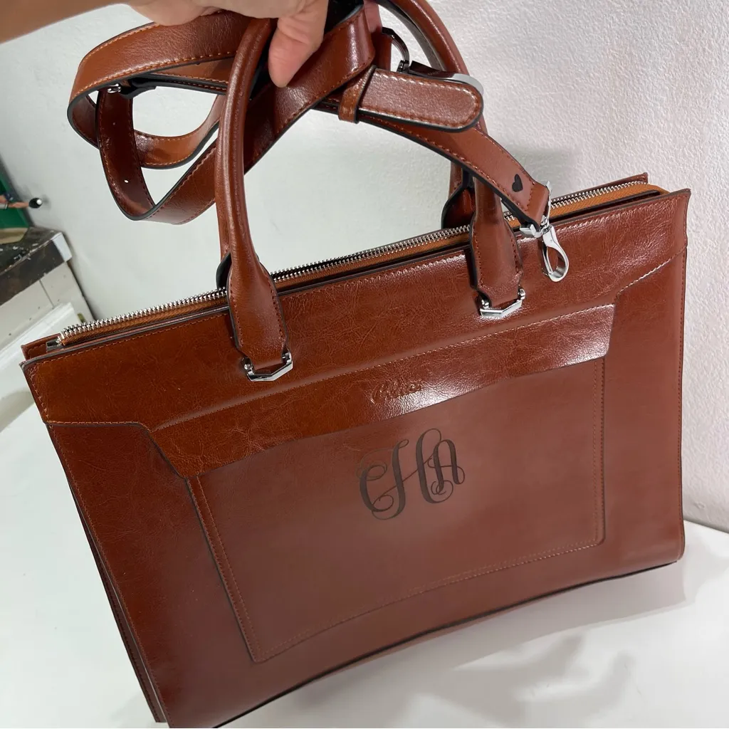 CLUCI Briefcase Work Bag Purse Brwn Shoulder Vegan Leather Laptop Padded Pocket Brown - Image 11