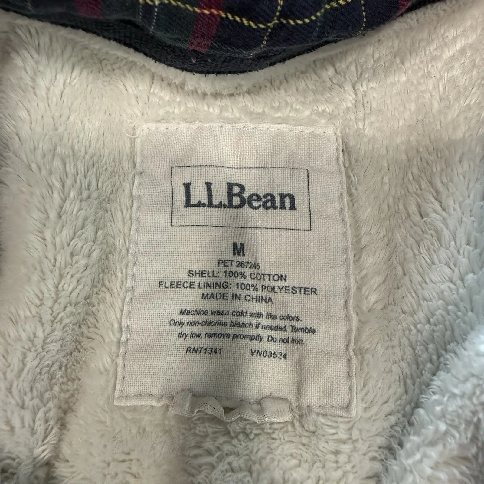 LL Bean Plaid Sherpa Fleece Lined Flannel Shirt Jacket Shacket MEDIUM PETITE Size undefined - Image 8