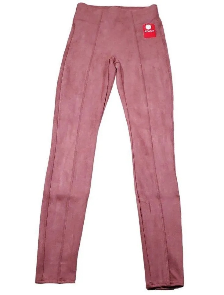READ Spanx Small Tall Faux Suede Leggings Rich Rose Pink Pull On - Image 2