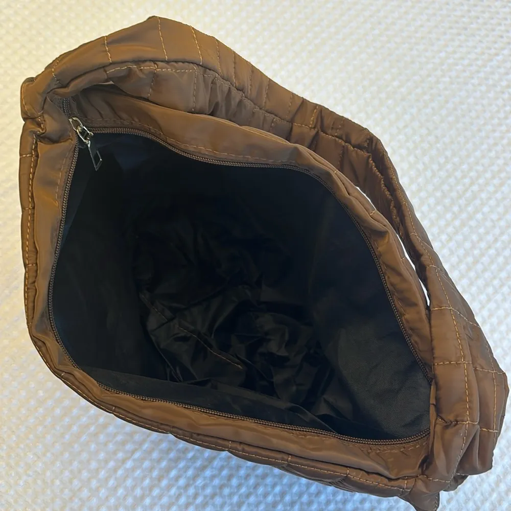 NEW! Brown Quilted Tote Bag Lightweight Nylon Oversized Active Boho Streetwear - Image 6