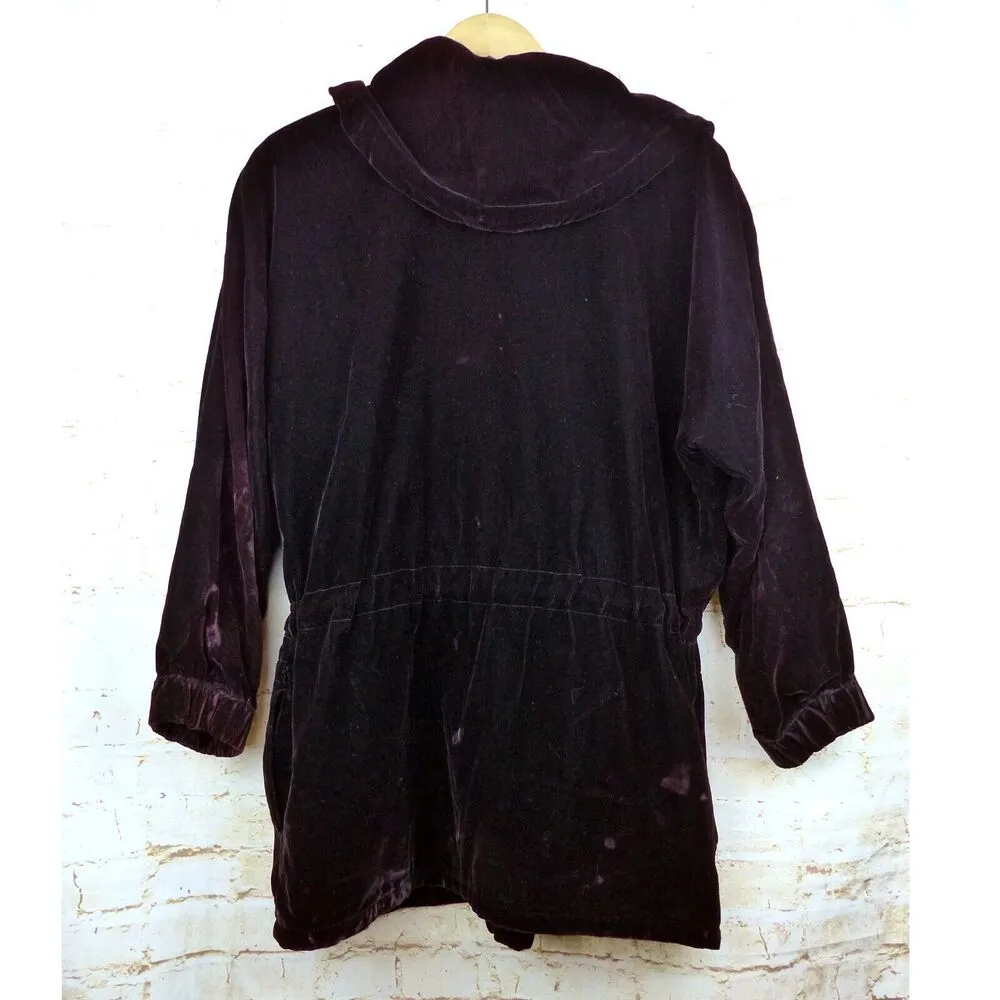 LA De DA Velvet Cinch Waist Jacket Women M Red Relaxed Zip Whimsigoth Fairy Size M - Image 11