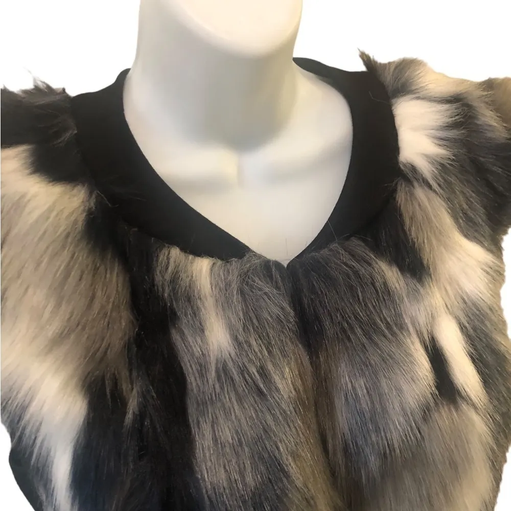 Frosty Faux Fur Multi Color Vest Sz. M #3380 Lined Fun Cozy Date Nite - Image 7