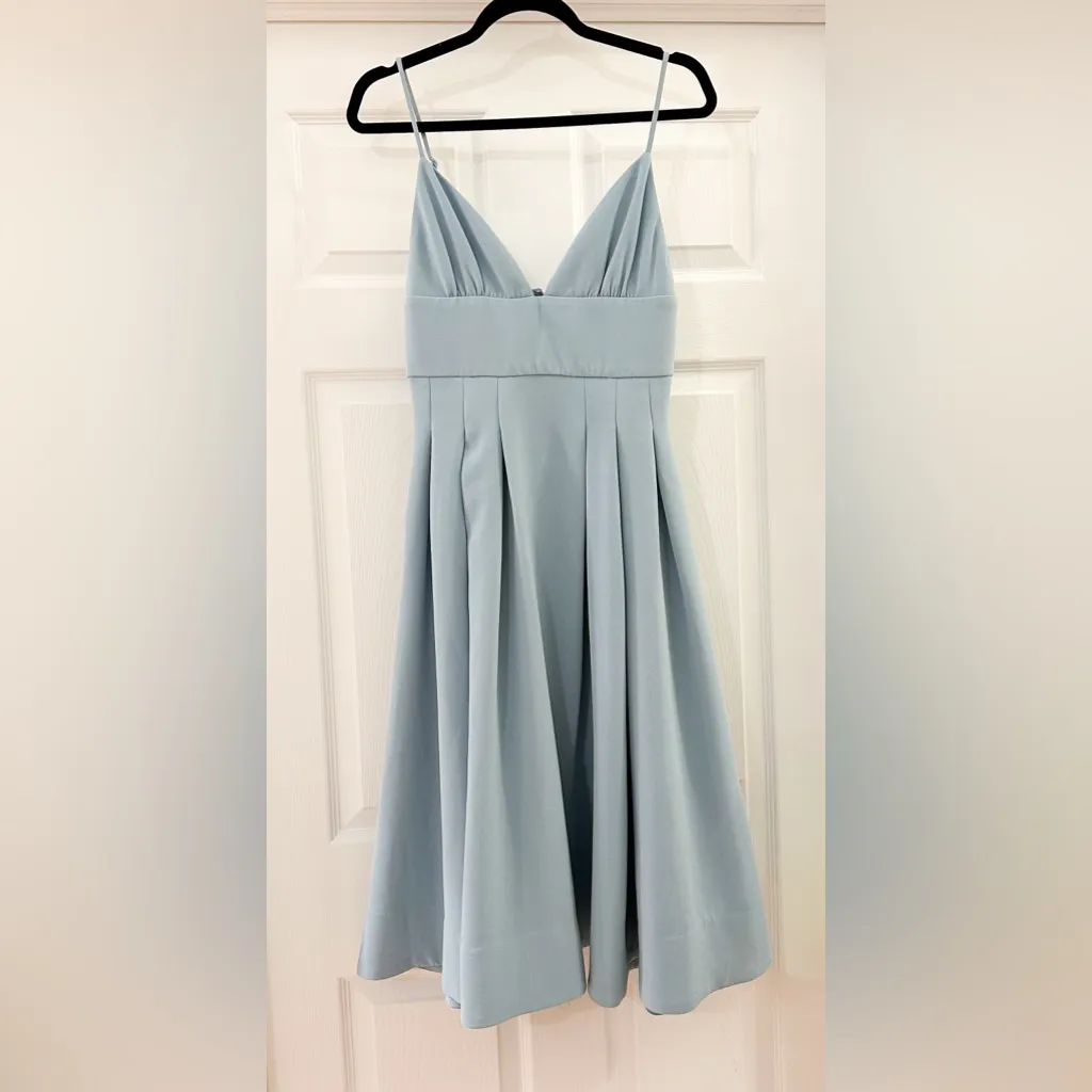 NBD x Revolve Henri Midi Dress in Shadow Blue Pleated cocktail sz Small - Image 4