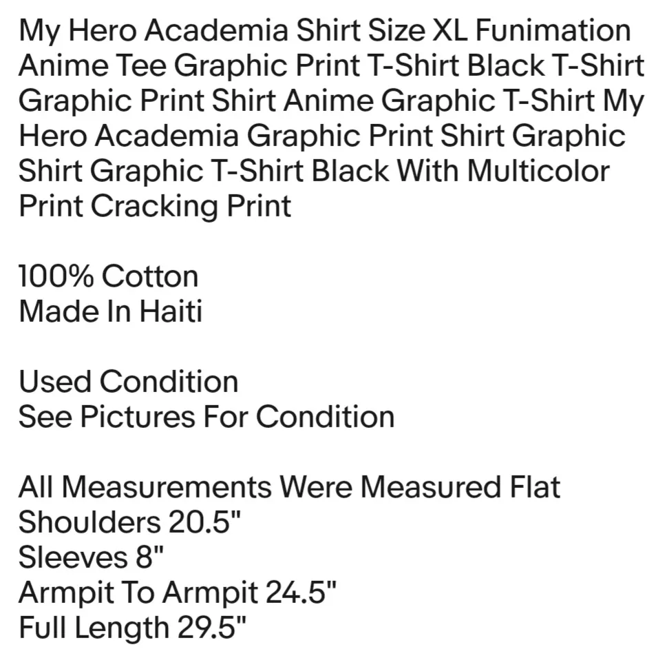My Hero Academia Shirt Size XL Funimation Anime Tee Graphic Print T-Shirt Black - Image 2