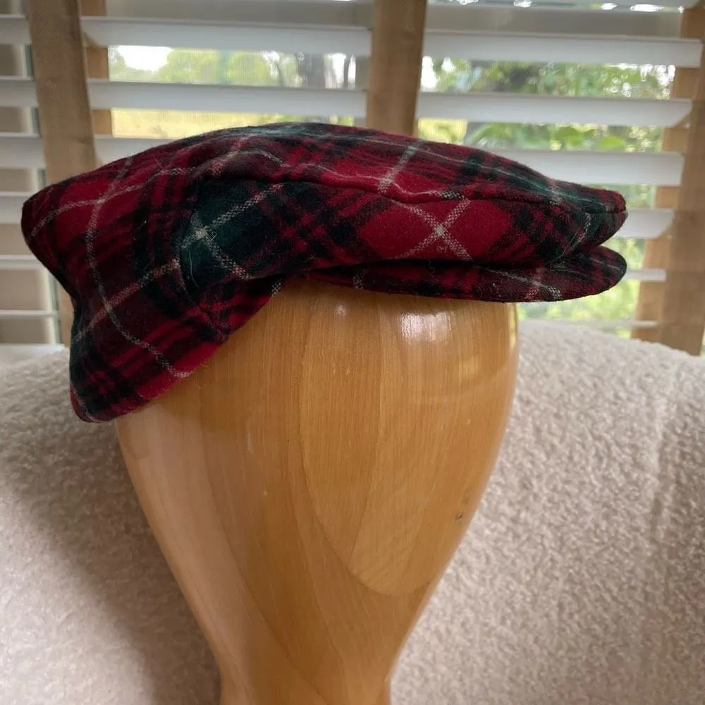Pendleton Red Plaid Wool Newsboy Hat S M - Image 2