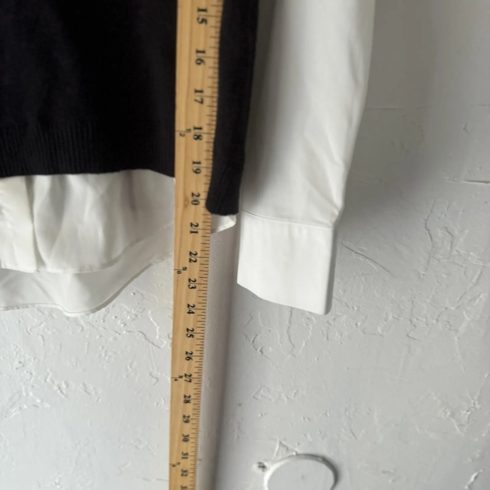 Siani Milano Sweater Medium V Neck Layered‎ Pullover Ruffle Trim Preppy Academia Black - Image 7