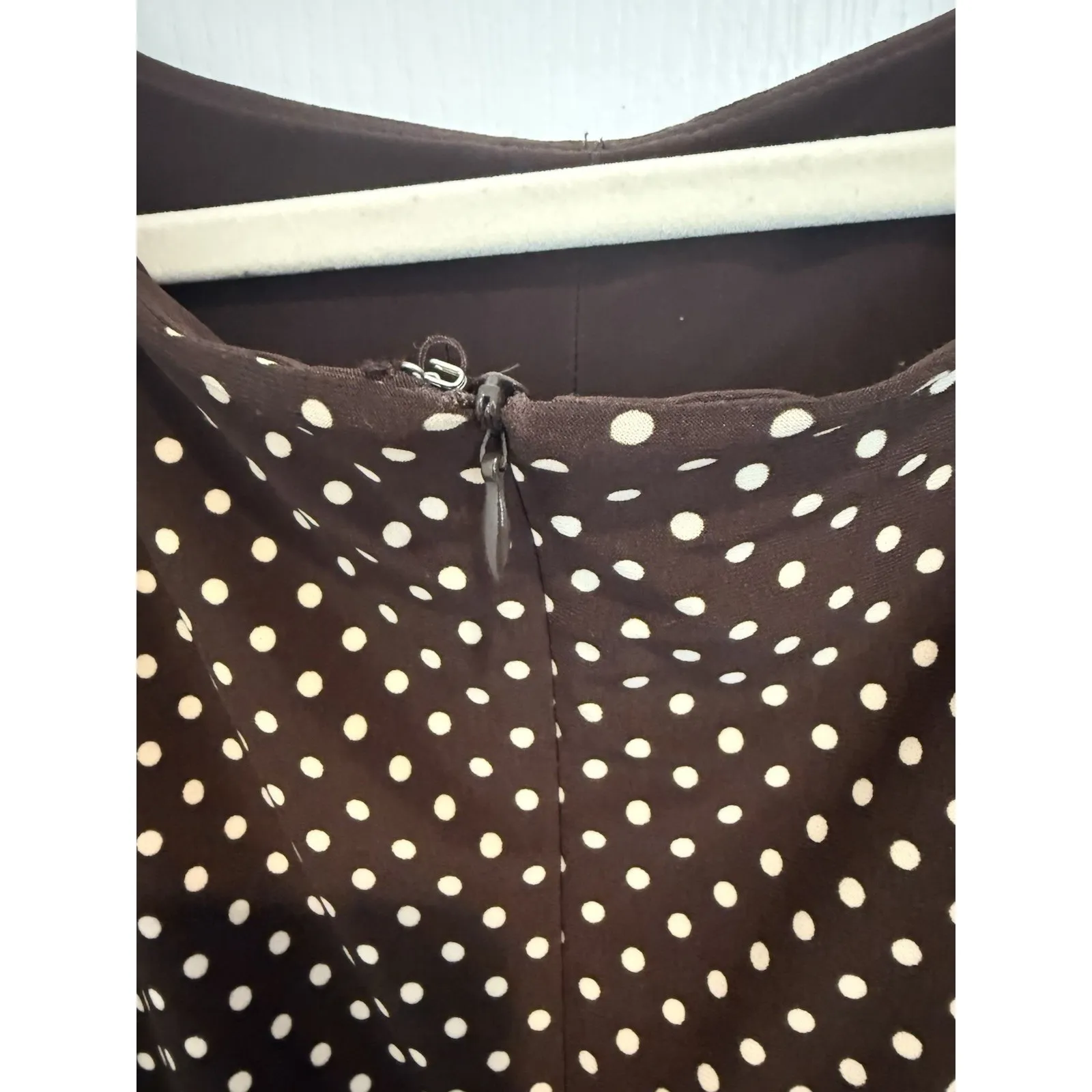 Anne Klein Women's Brown A-Line Dress with Cream Dots‎ 18w - Image 3