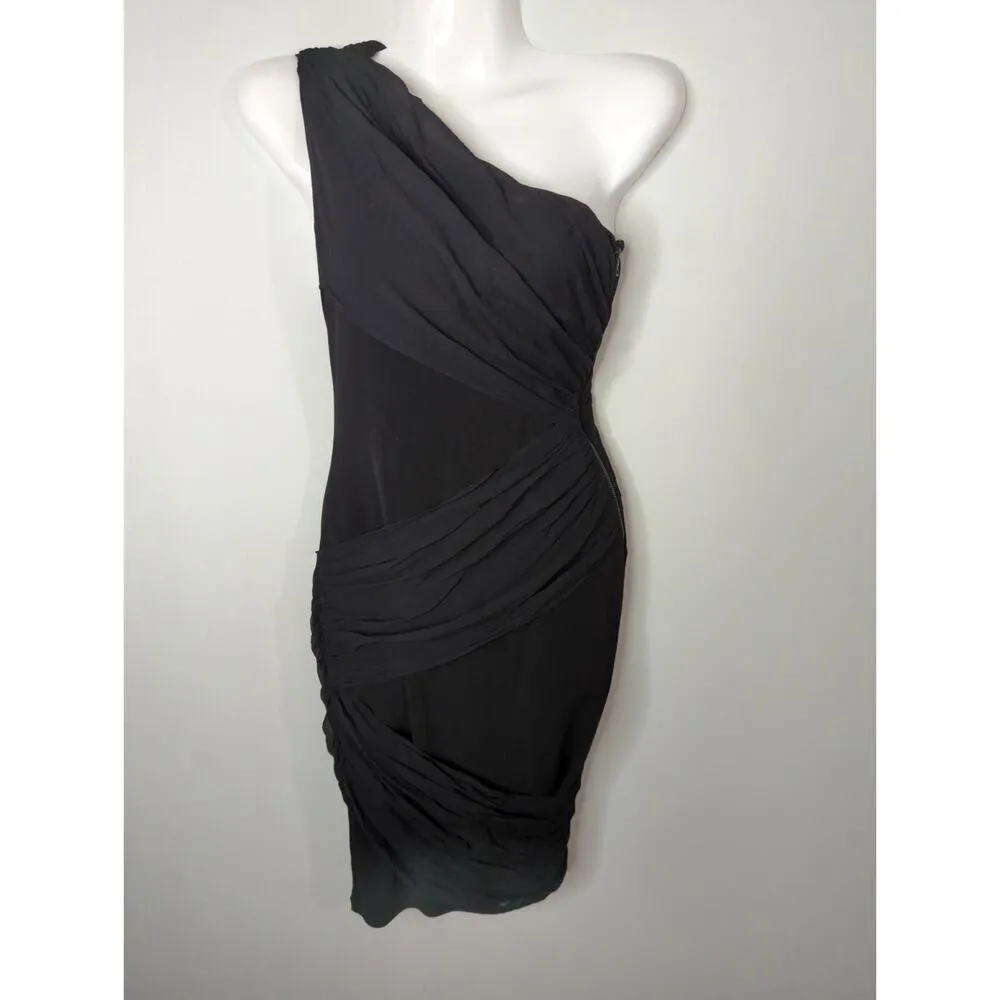 Alice‎ + Olivia Cici One Shoulder Goddess Dress Black Cocktail Mini Bodycon XS - Image 2
