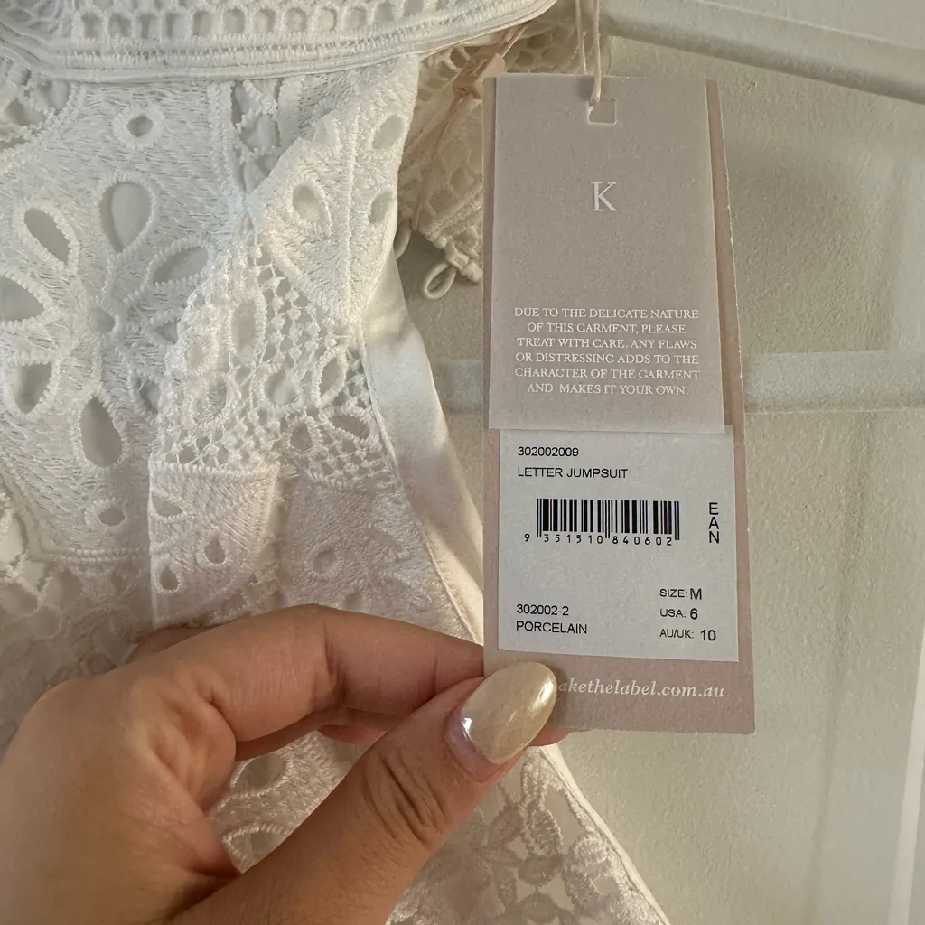 Keepsake White Halter Lace Jumpsuit Size M - Image 9