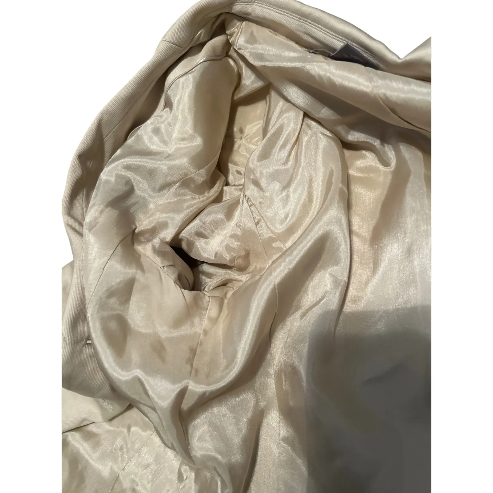 ANN TAYLOR PETITES Beige 100% Silk Blazer Jacket Women Size 6P Lined - Image 6