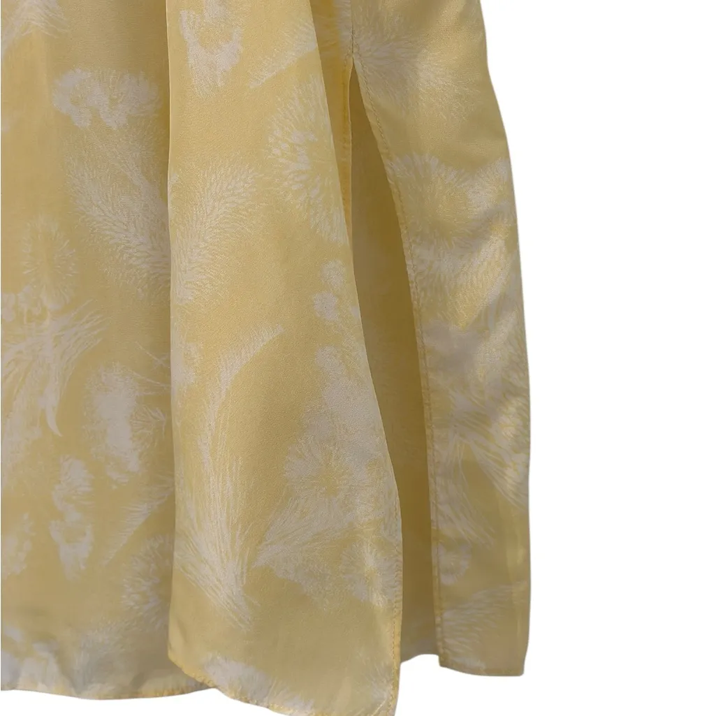 Vince 100% Silk Yellow Elastic Waist Tiered Skirt X-Large - Image 2