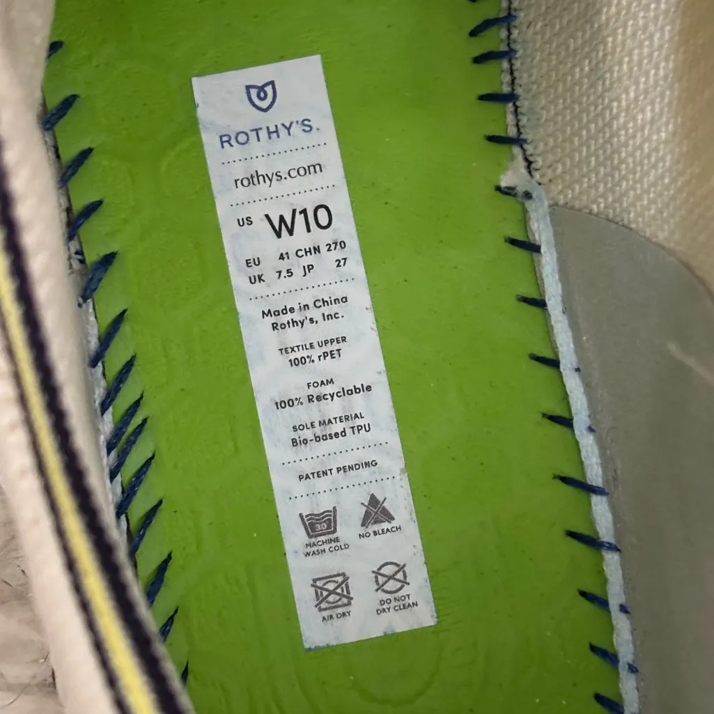 Rothy's Cream-Tan Women’s Lace Up Knit Lowtop Flat Sneakers Size W10 - Image 5