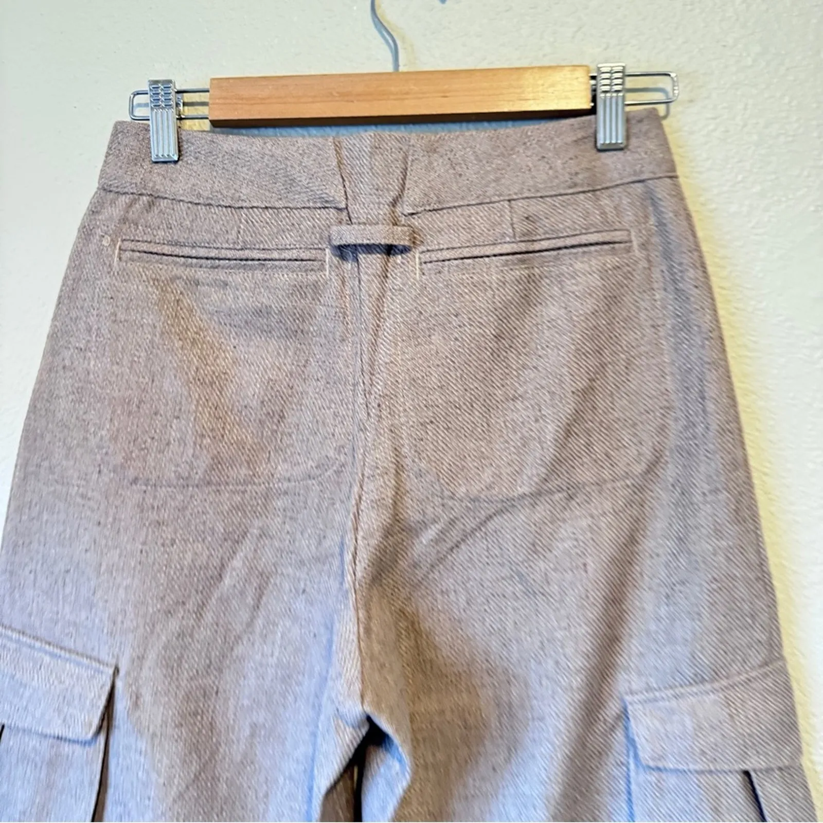 Ronny Kobo Torn Bernee Cargo Wide Leg Trouser Pants Womens XS Tan Fall Preppy - Image 10