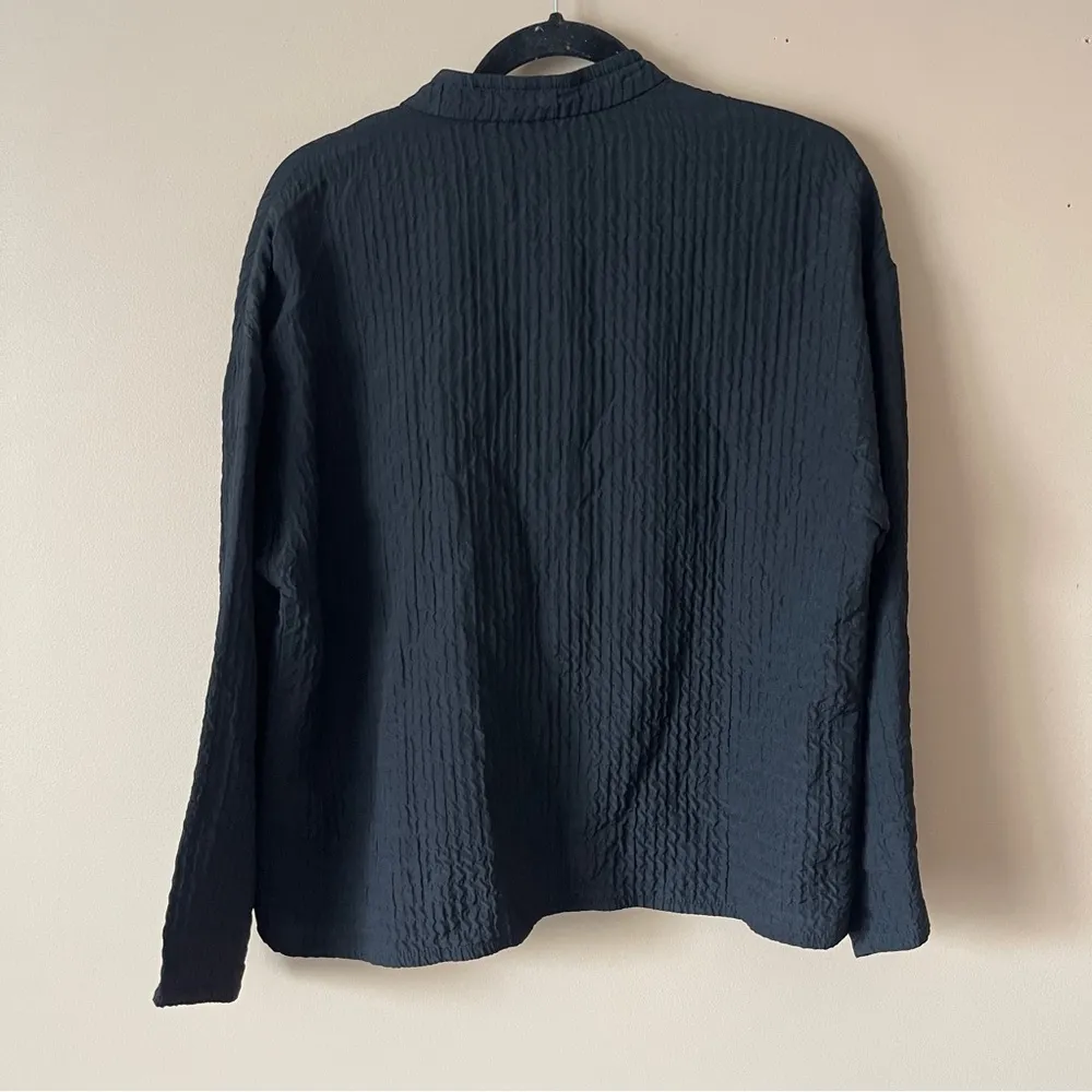 ELIEEN FISHER | Black Waffle Texture Open Silhouette Jacket Sz M - Image 5